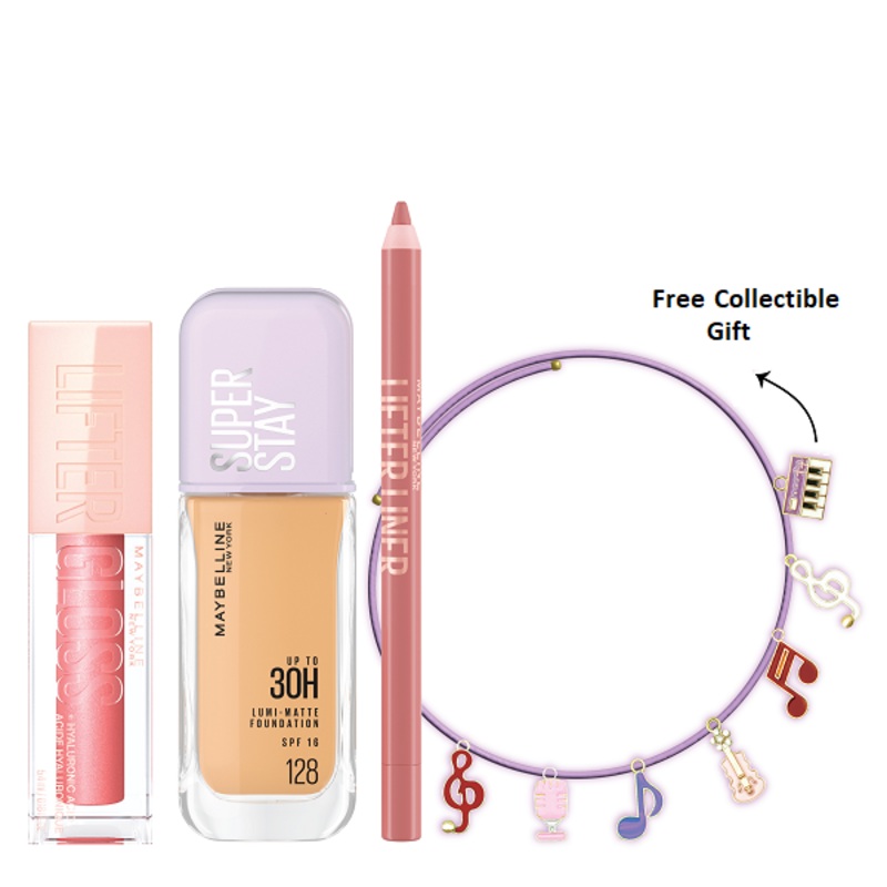 Maybelline – Lifter Gloss, Super Stay Lumi Matte Foundation & Lifter Liner Bundle