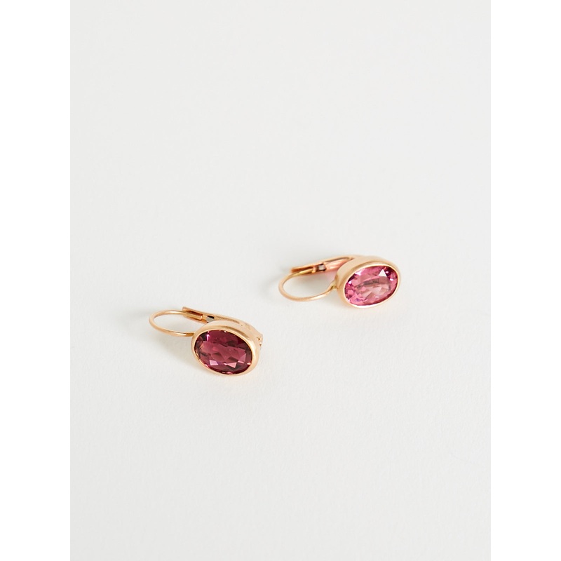 Oval 6×8 Earrings in 18k Red Gold with 2.37ct Rose Tourmaline