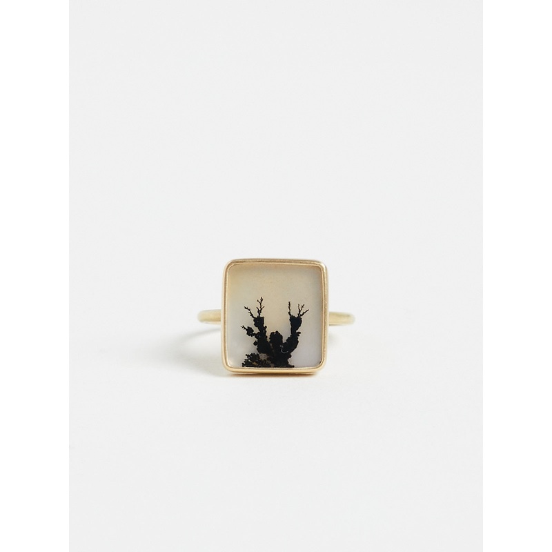 2.91ct Square Dendrite Ring in 18k Yellow Gold