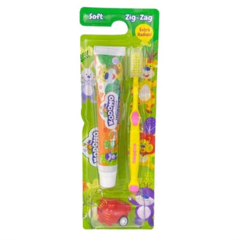 Kodomo Toothpaste Kids Orange & Zig Zag Toothbrush