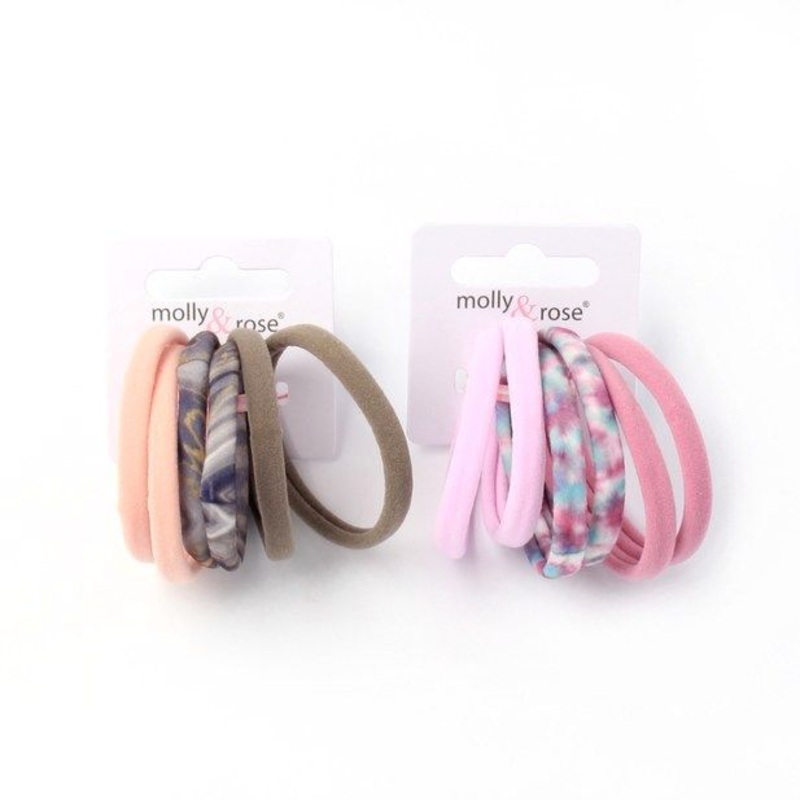 Molly & Rose Item 8094 Jersey elastics – Assorted – 7mm thick – Card of 6