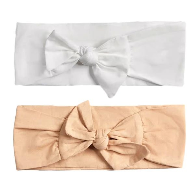 Kitsch — Cotton Adjustable Headband 2pc – Sand/White