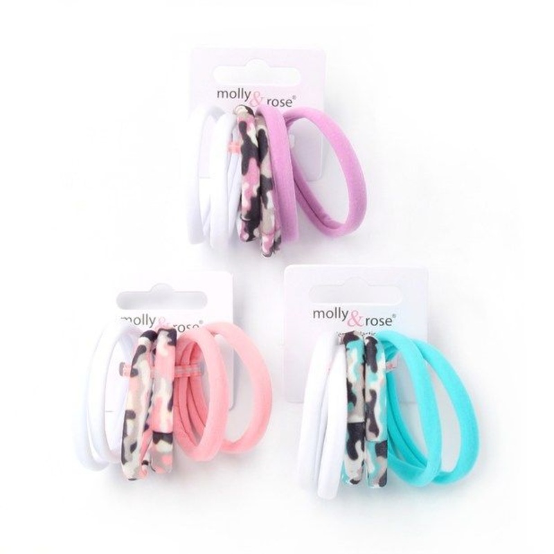 Molly & Rose Item 8097 Jersey elastics – Assorted – 7mm thick – Card of 6