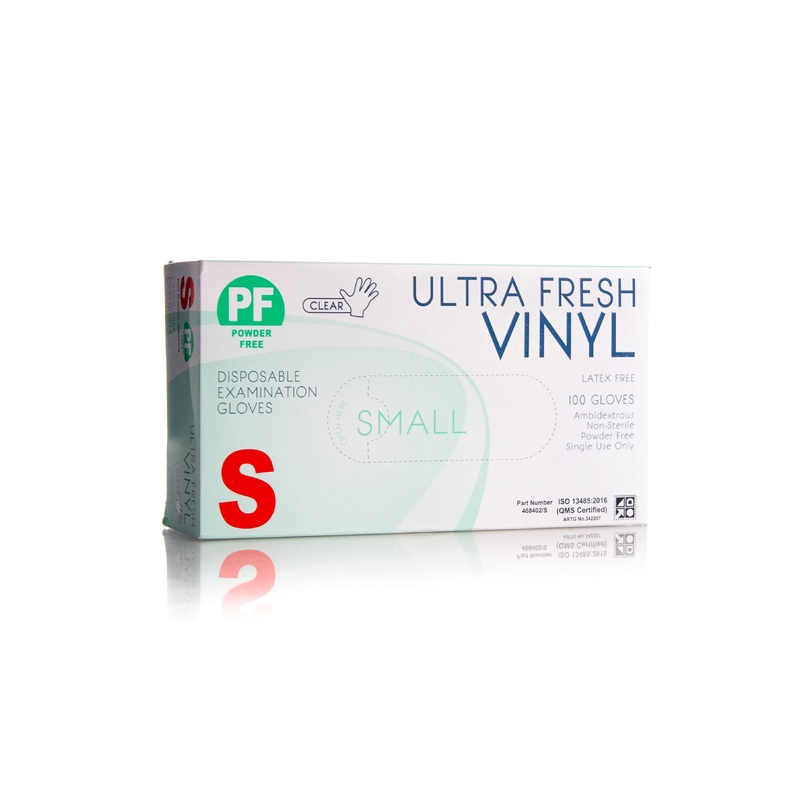 ULTRA FRESH VINYL LATEX FREE POWDER FREE GLOVES 100 GLOVES – SMALL