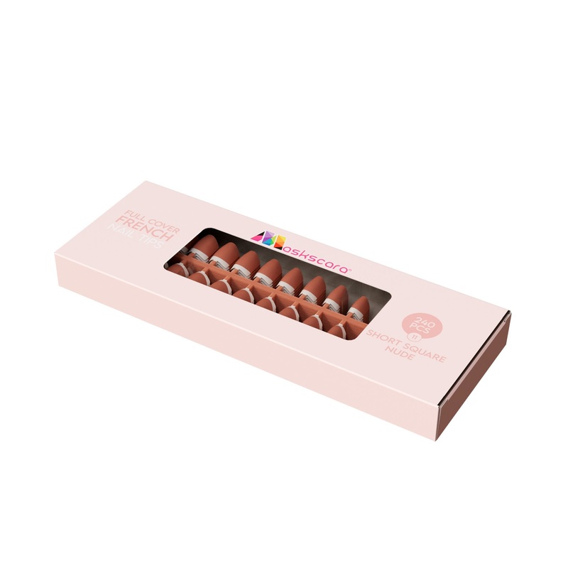 Full Cover French – Short Square Nude Tips (11)