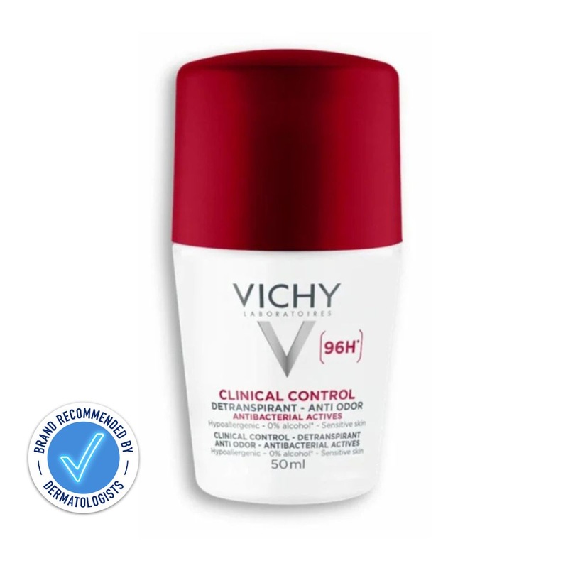 VICHY Deodorant 96H Clinical Control Anti-Perspirant Roll-On, Hypoallergenic, Suitable for Sensitive Skin 50ml