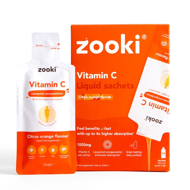 Zooki – Liposomal Vitamin C Citrus & Orange Liquid Sachets 1000mg 14 x 15ml