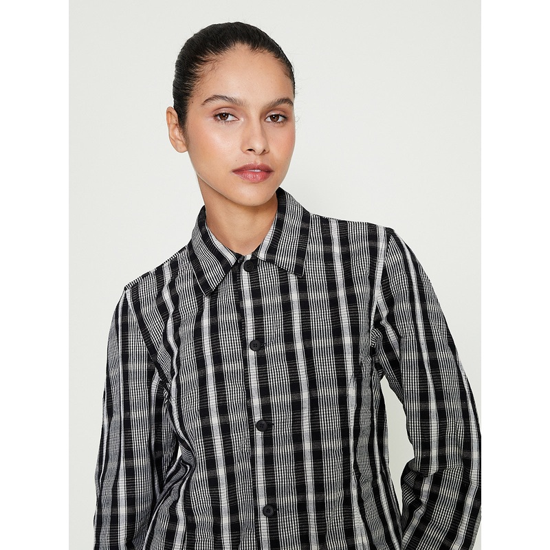 Corset Shirt in Black Wool Kelsch Cloth