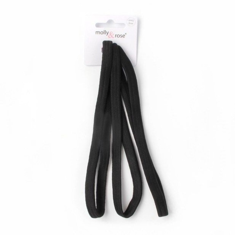 Molly & Rose Item 5937 Elastic bandeaux – Black – 1cm thick – Card of 3