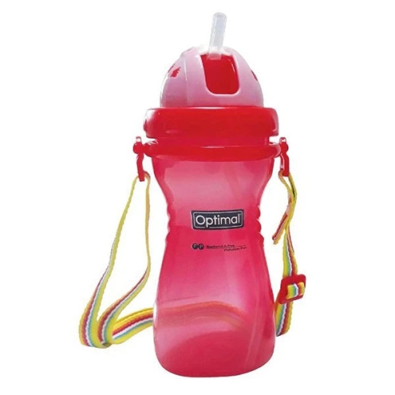 Optimal P.P Wide Neck Straw Bottle 400Ml Blue ‘Pink