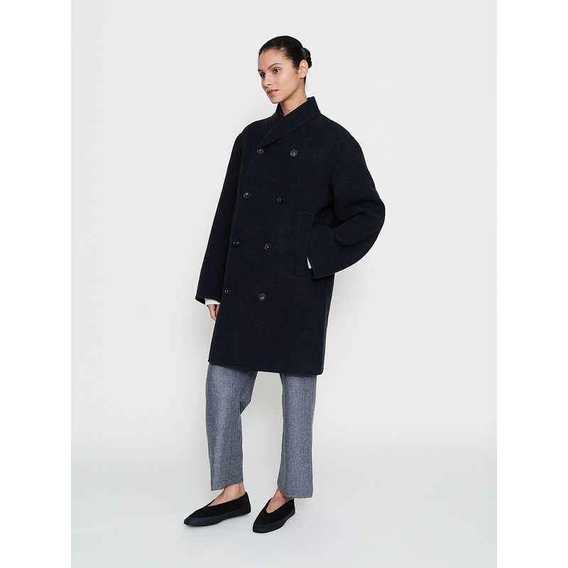 Cross Caban Coat in Charcoal