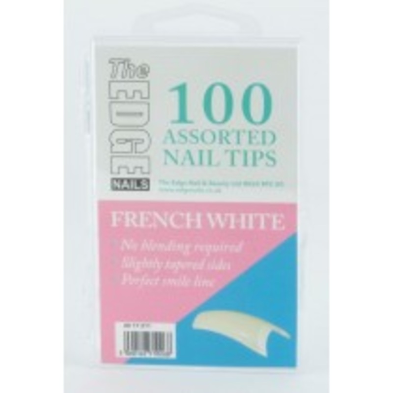 THE EDGE FRENCH WHITE TIPS – BOX OF 100 ASSORTED TIPS