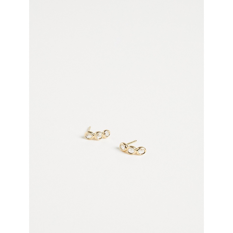 October Huggie Earrings with 0.42ct Brown Diamond on 18k Yellow Gold