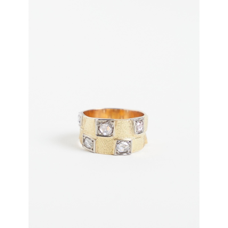 Klimt Ring in 18k Yellow Gold with 0.47ct Rose Cut White Diamonds