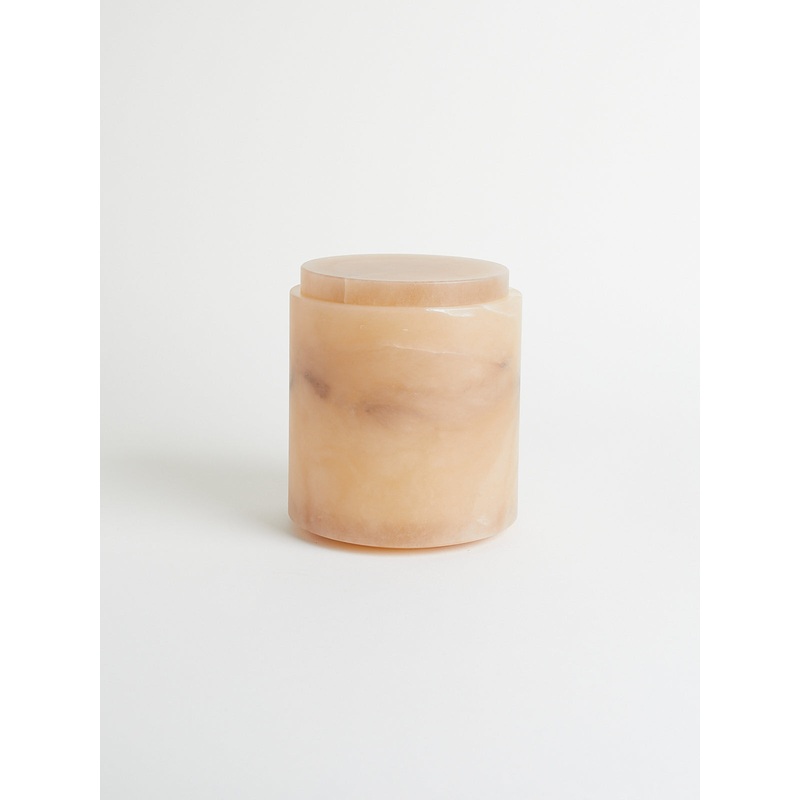 Cont L with Lid in Tabac Alabaster