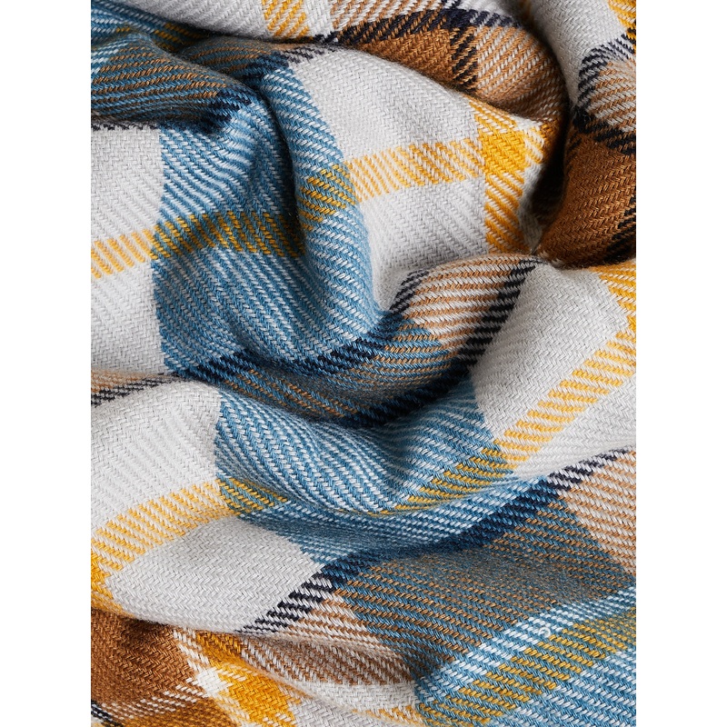 Sapa Blanket in Blue, Cumin, Light Grey, Camel + Blue Stone