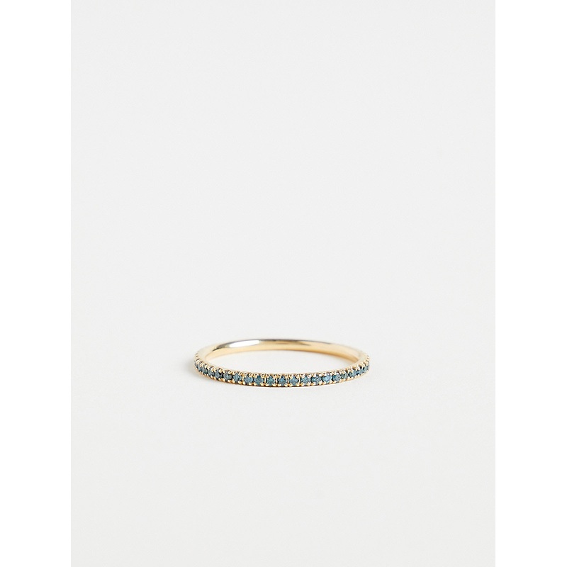 Thread Band with Baby Blue Diamonds on 18k Yellow Gold