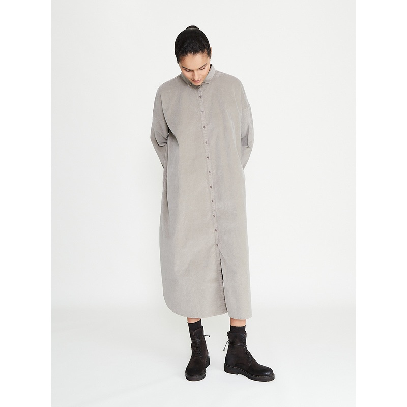 Long Shirt Dress V in Marron Glace