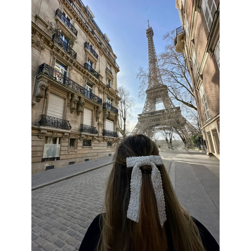 Embellished Hair Bow Barrette Clip | Hand-Stitched