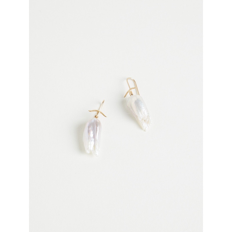 Freshwater Pearl Wing Earrings on 18k/19k Yellow Gold