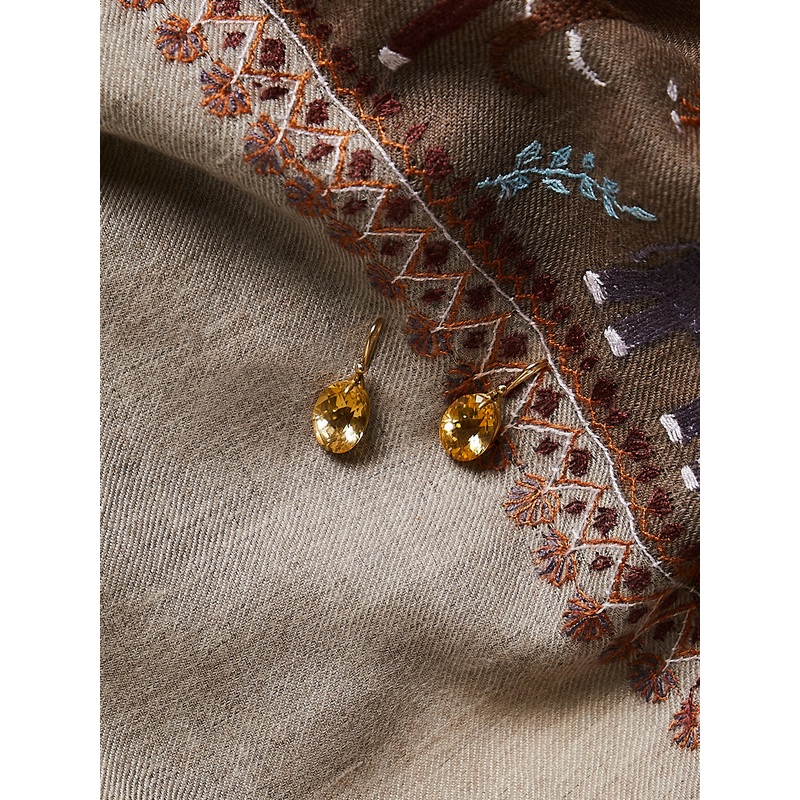 Oval Faceted Citrine Earrings in 18k Yellow Gold