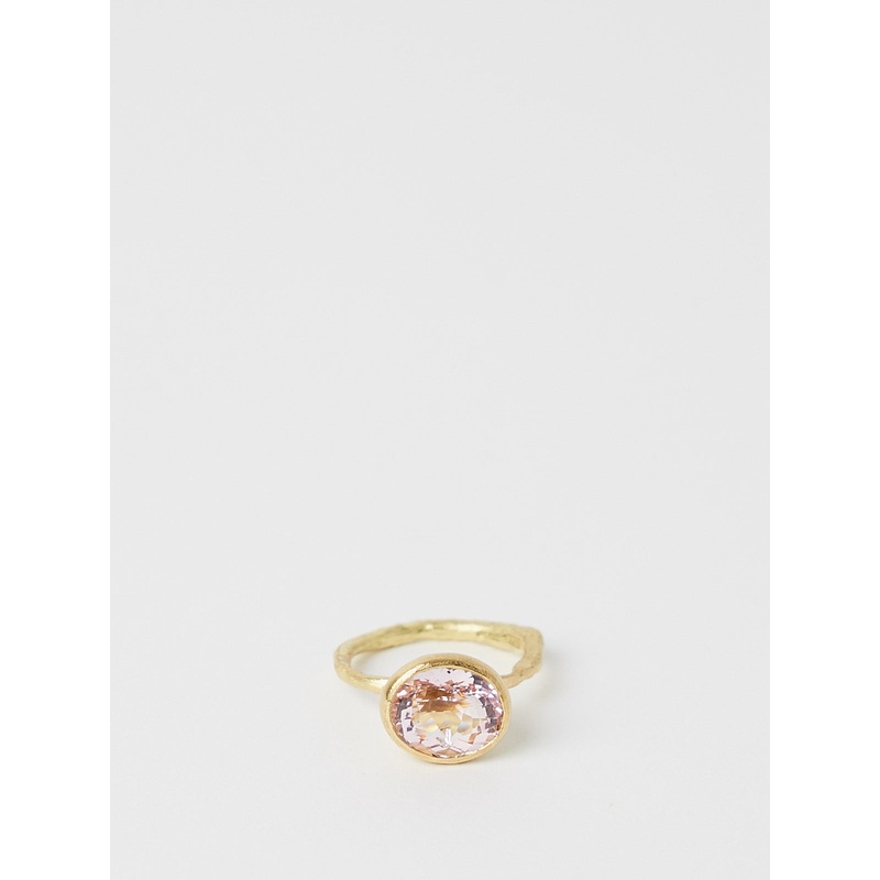 Oval Pink Tourmaline 18K Gold Organic Ring