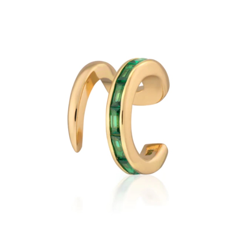 GREEN BAGUETTE SMALL SINGLE EAR CUFF