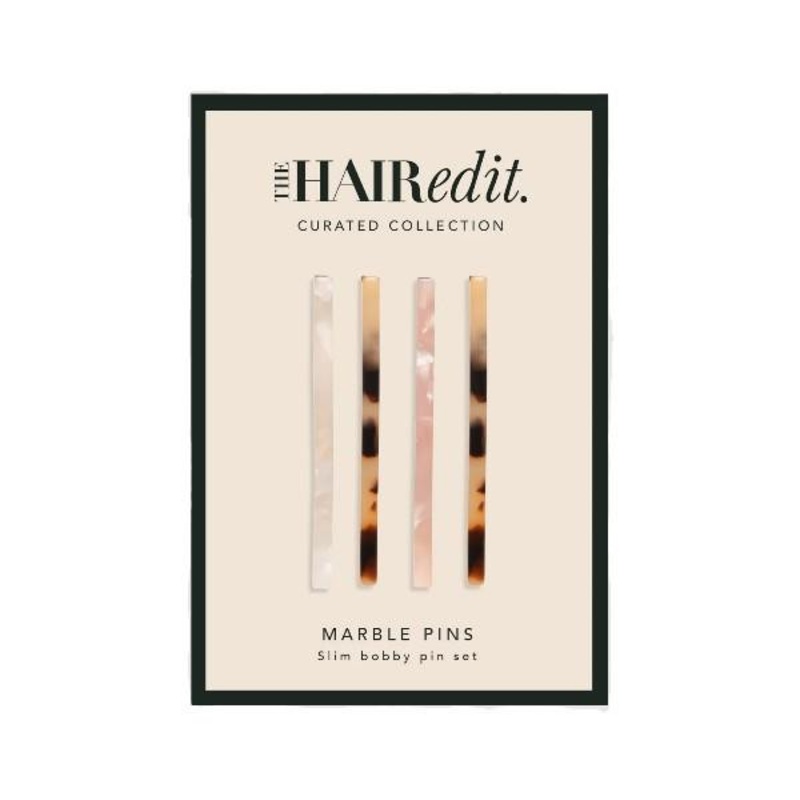 THE HAIR edit — Slim Bobby Pin Set – Marble 4pk