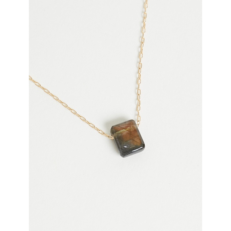Labradorite Chiclet Necklace on 18k Yellow Gold
