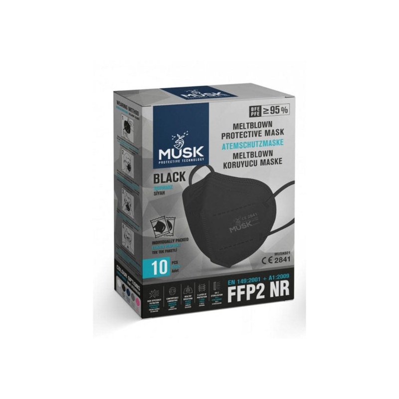 Musk Adult Black FFP2 Masks Box Of 10