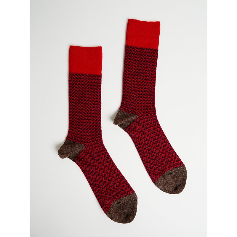 Tweed Jacquard Socks in Red