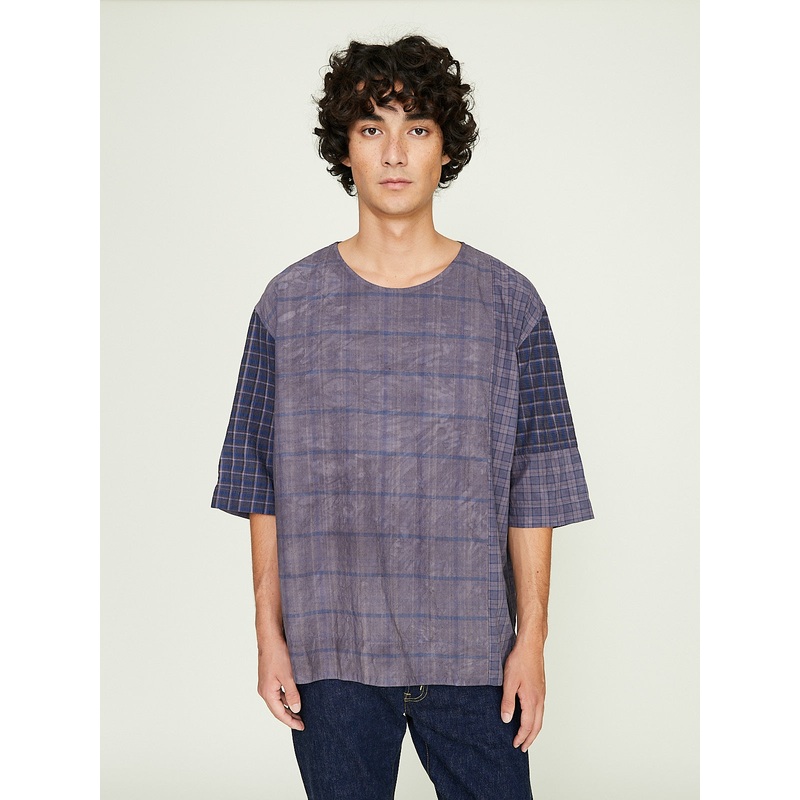 Patchwork Soft T-Shirt in Anthracite Dyed French Vintage Cotton