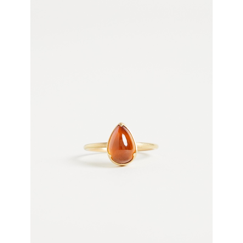 3.6ct Pear Hessonite Garnet Ring in 18k Yellow Gold