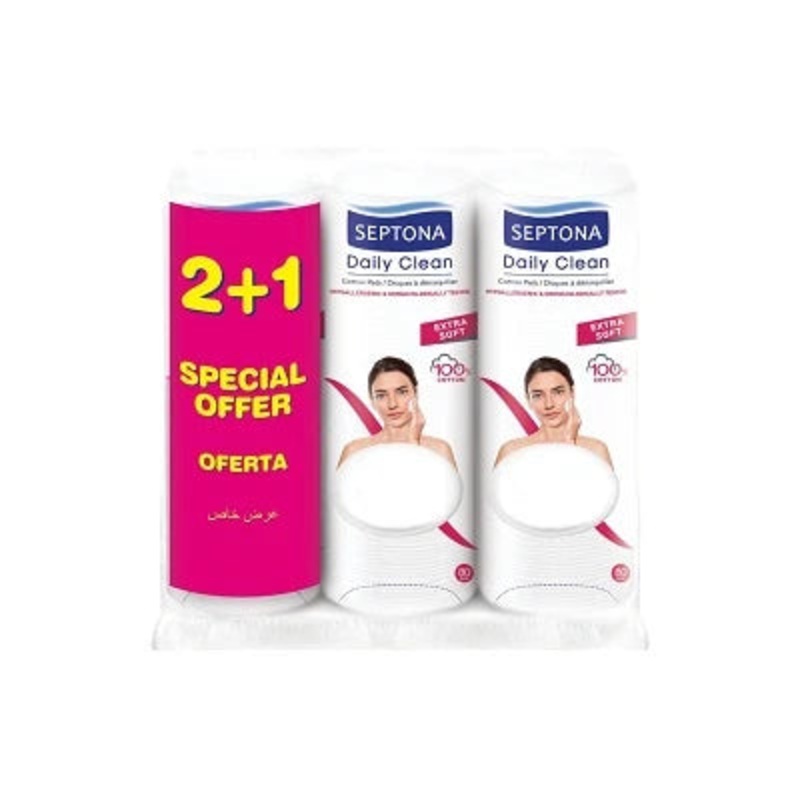 SEPTONA Cotton Pads in a plastic bag PROMO 80 PCS (2+1)