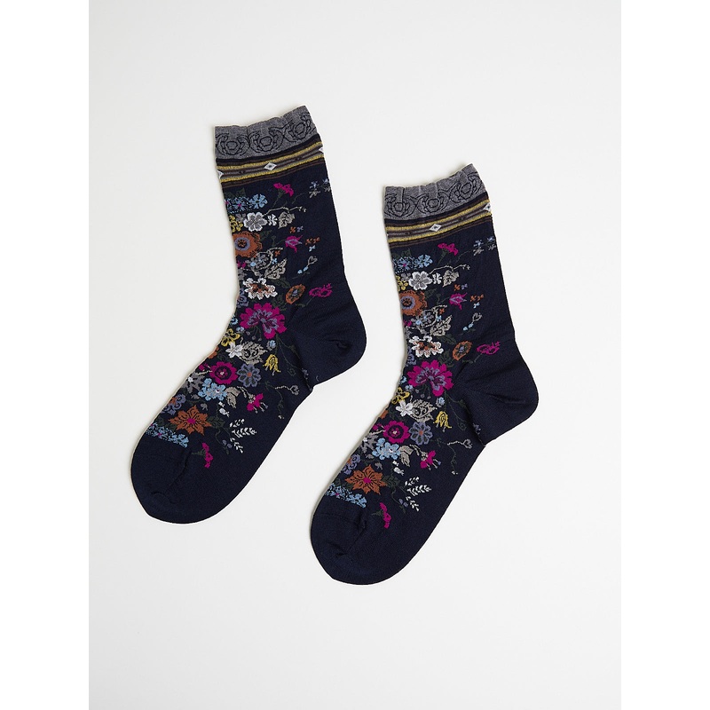 Happy Flower Socks in Navy