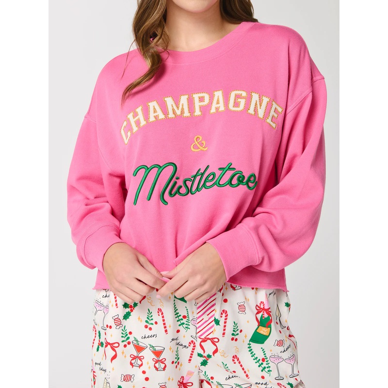 Shiraleah “Champagne & Mistletoe” Lounge Sweatshirt, Azalea