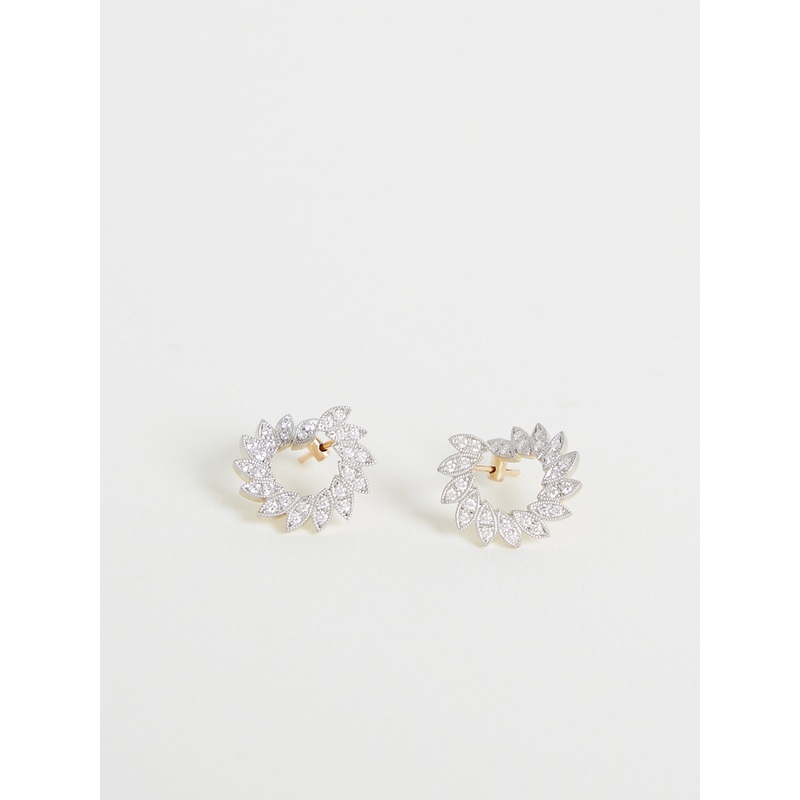 282 Earrings in 950 Platinum, 18k Green and Yellow Gold with White Diamonds