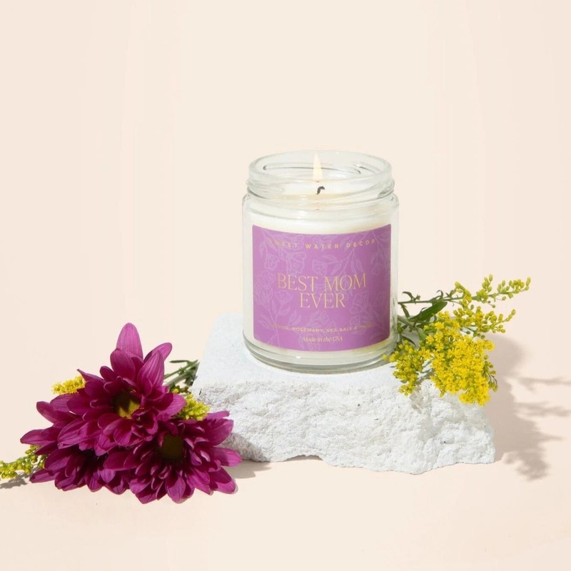Sojawachskerze “BEST MOM EVER” rosa | Duftkerze SWEET WATER DECOR