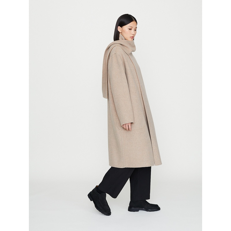 Danae Wrapcoat with Scarf in Camel/Beige