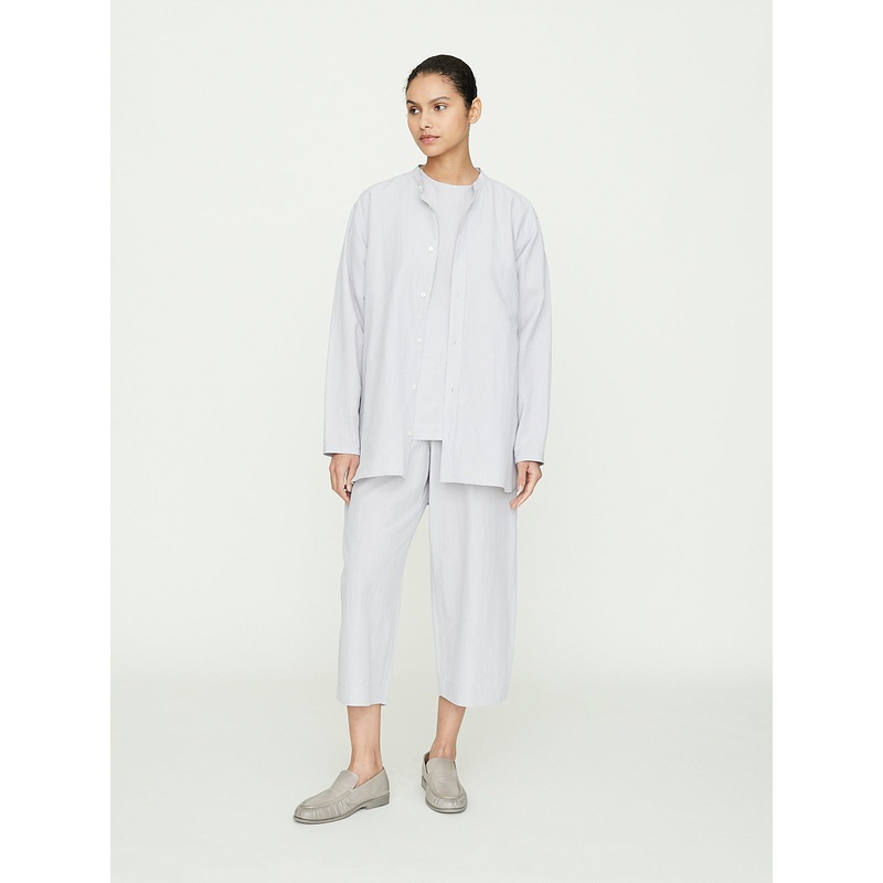 Front Open Short Night Shirt in Light Grey