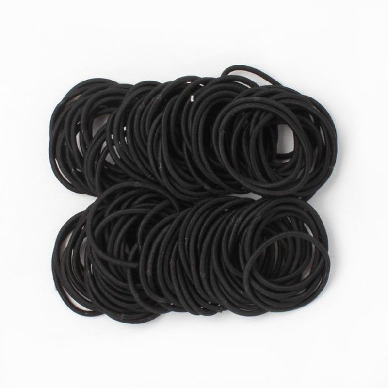 Molly & Rose Item 6405 Bulk elastics – Black – 3mm thick – Pack of 100