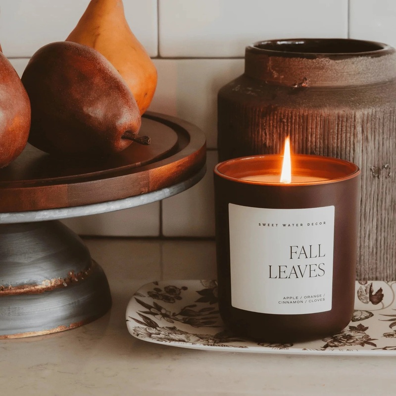 Sojawachskerze “Fall Leaves” Brown Matte Jar- SWEET WATER DECOR