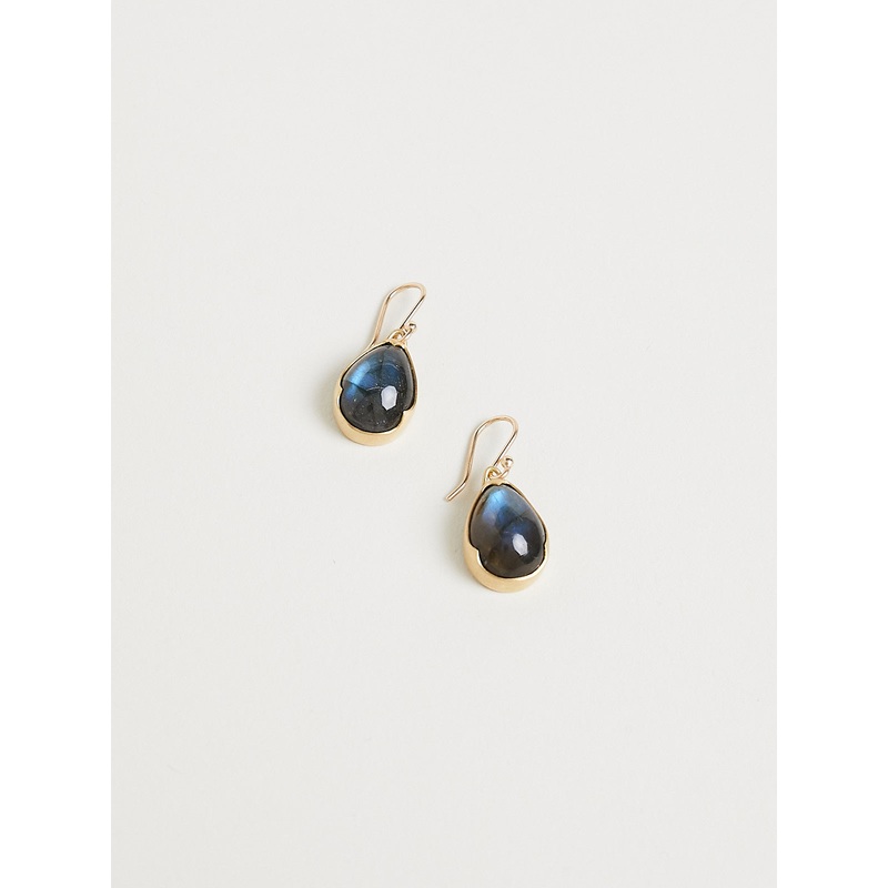 Pear Labradorite Earrings in 18k Yellow Gold