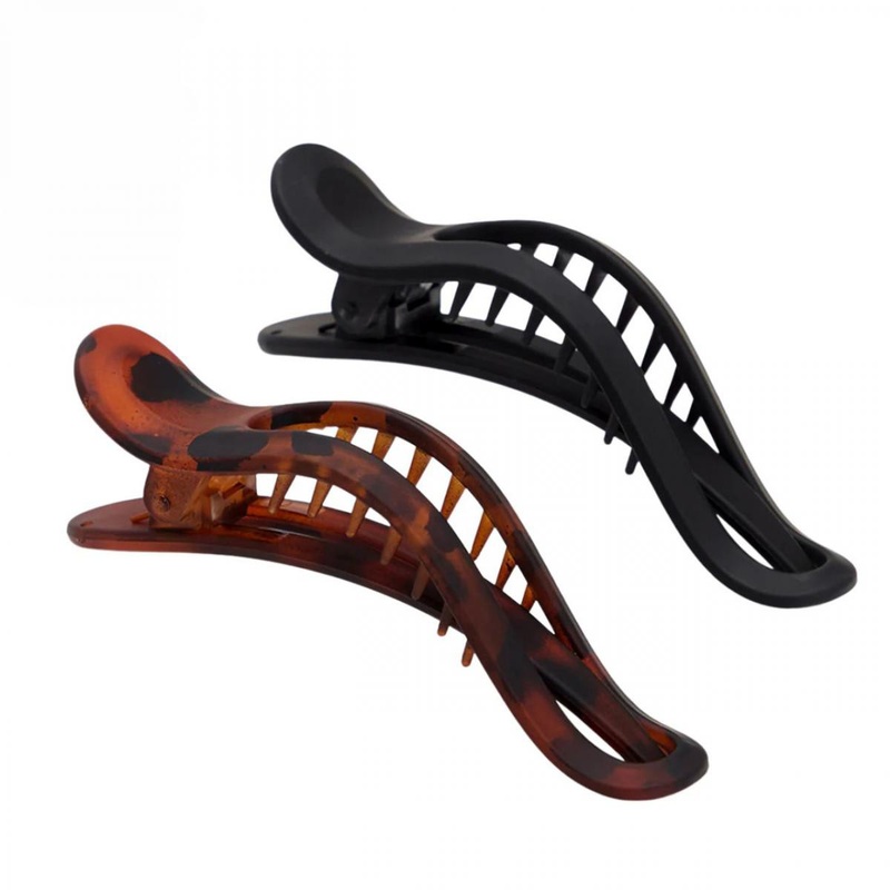 Kitsch — Flat Lay Claw Curved 2pc Set – Black and tort