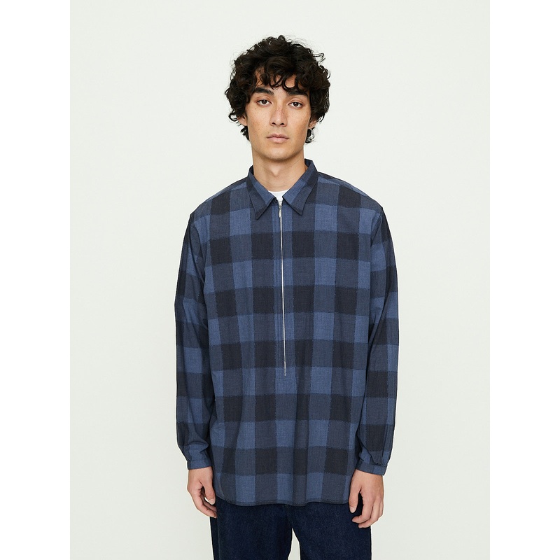 Luca Long Zip Shirt in Navy