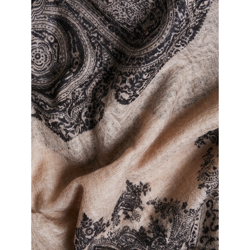 Shalimar Fuzzy Feutre Shawl in Light Coffee & African Night