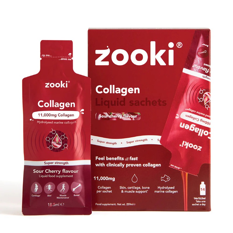 Zooki – Super Strength Sour Cherry Marine Collagen Liquid Sachets 11,000mg 14 x 18.5ml