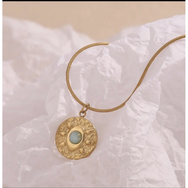 Amazonite Evil Eye Pendant Necklace