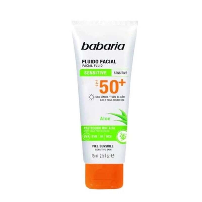 Babaria Sensitive Skin Aloe Facial Fluid Sunscreen SPF50 -75ml