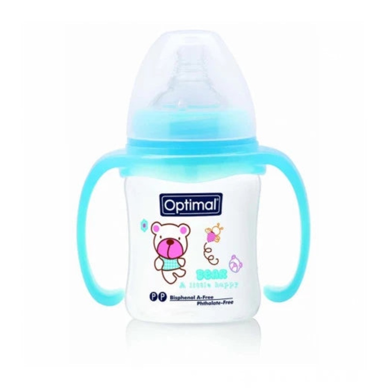 Optimal W/Neck Feeding Bottle180 Ml With Handle Blue ‘Pink ‘White